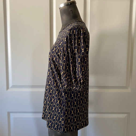 Lauren Ralph Lauren Equestrian Horse Bit Knit Top Navy Gold M - Picture 3 of 8